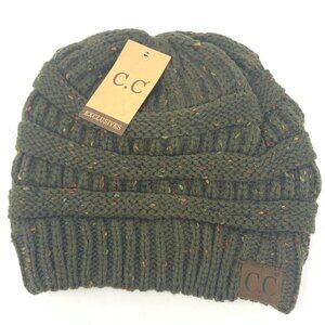 C.C knit beanie in the color olive speckled NWT. Oversized fit